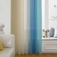thumbnail image 6 of Blue Beige Ombre Sheer Curtains 96 Inches Long, Contemporary Art Abstract Aesthetics Light Filering Curtains, Privacy Drapes Simi Floor to Veiling Curtain for Living Room Large Window Treatment, 6 of 9