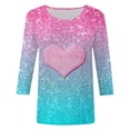 thumbnail image 4 of WEAIXIMIUNG T-Shirts Graphiques pour Femmes Motif de la Saint-Valentin Imprimé Manches Trois-Quarts Col Rond Tee Shirt Blouse, 4 of 4