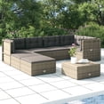 thumbnail image 1 of vidaXL 7 Piece Garden Lounge Set with Cushions Grey Poly Rattan, 1 of 5