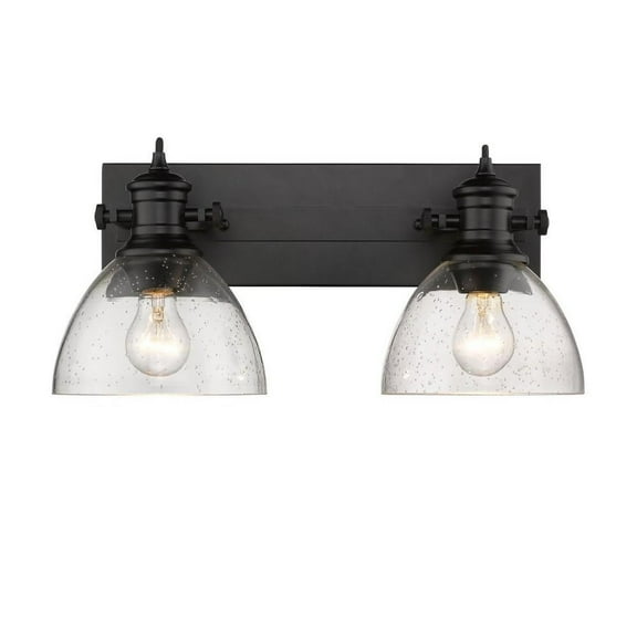 2 Light Vanity Light-8.38 inches Tall and 17.88 inches Wide-Black Finish-Seeded Glass Color Bailey Street Home 170-Bel-4158976