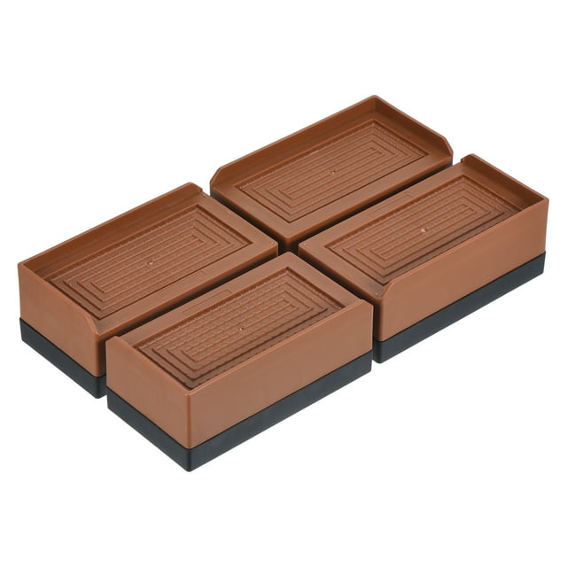 Unique Bargains 1.5 Inch Furniture Risers Rectangle Bed Lifters Adjustable Stackable Couch Riser, Brown 4 Pack