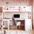 thumbnail image 2 of Twin Loft Bed With Shelves And Desk In White - Create A Stylish Study Corner Size & White. Pine Wood Build. Ideal For Limited Space. No Box Spring, 2 of 7