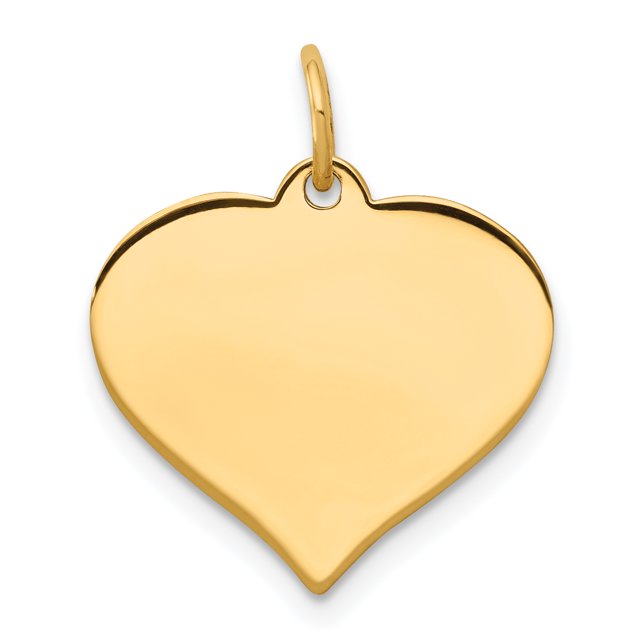 Pendentif Breloque Disque Cœur en Or Jaune 14k Gravable en Forme Courbée Amour