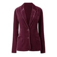 thumbnail image 2 of Tiqkatyck Womens Blazer on Sale, Women's Golden Velvet Blazer Solid Color Fashion Casual Work Business Jacket Fleece Suit Jacket, Burgundy Blazers for Women XL, 2 of 4