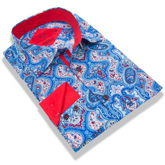 Elie Balleh Blue Medium Paisley Men Shirt