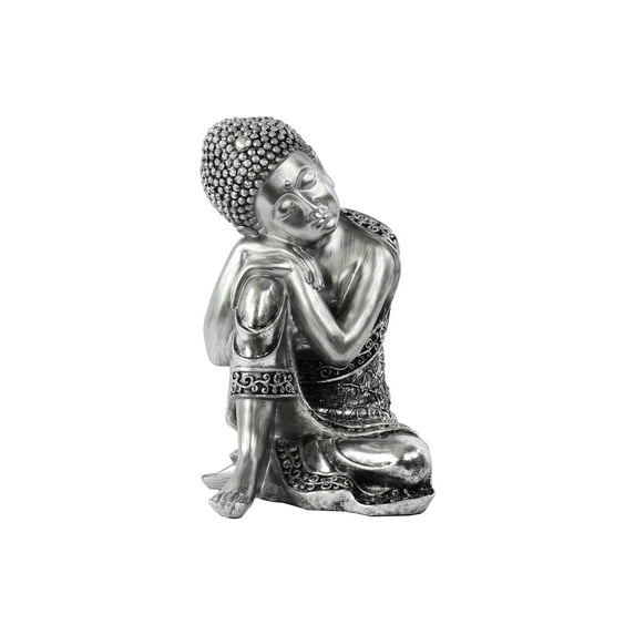 Urban Trends Collection: Resin Buddha Figurine Brushed Finish Silver