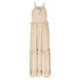 thumbnail image 6 of Long Summer Dresses for Women Sleeveless Halter Maxi Dress Flowy Ruffle Sundress (Beige L), 6 of 8