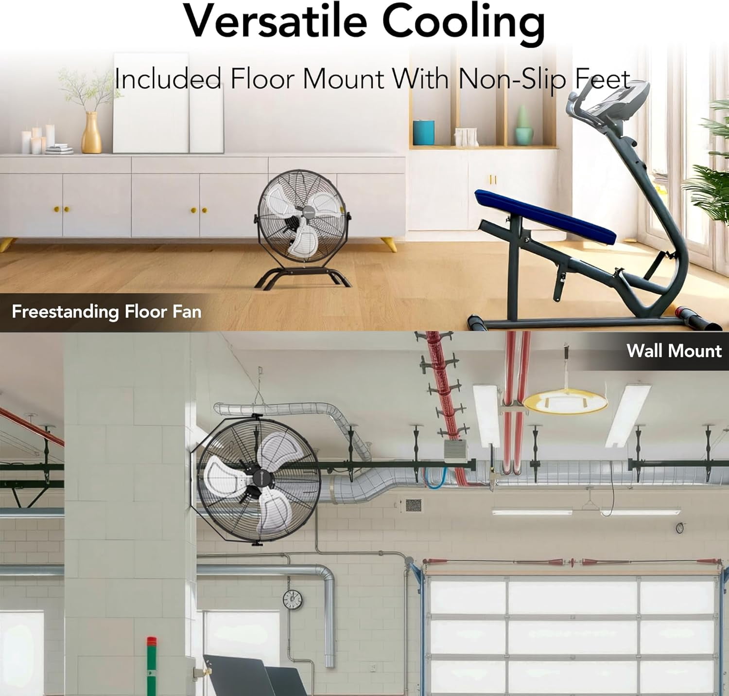 Comfort Zone 20 in. Industrial Fan – Wall or Floor Mount, 3 Speeds, Metal