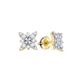 thumbnail image 2 of 14kt Yellow Gold Womens Round Diamond Starburst Cluster Earrings 5/8 Cttw, 2 of 2