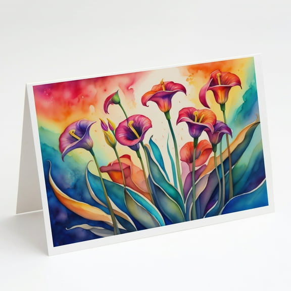 Calla Lilies in Color Greeting Cards and Envelopes Pack of 8 7 in x 5 in