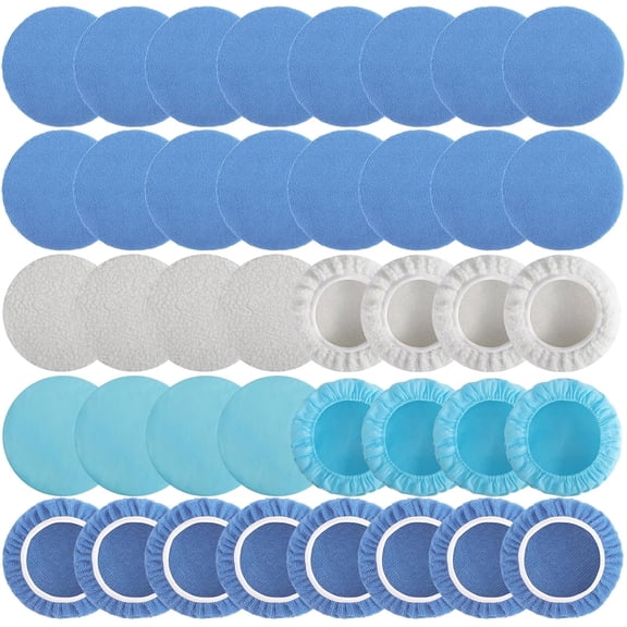 40 PCS Polishing Bonnet Pads,5 to 6 Inches Buffer Bonnets,Car Polisher Pad Bonnet,Buffing Pad Cover Waxers Bonnet,Mix Pack 24 Microfiber, 8 Non-Woven, 8 Woolen for Car Polisher