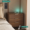 thumbnail image 3 of GZXS 3-Drawer Nightstand with Charging Station and Voice-Controlled Night Light, MDF Fluted Bedside Table with 1 AC Outlet + 2 USB Ports, 22.83"L x 15.35"W x 23.62"H, Dark Wood, 3 of 7