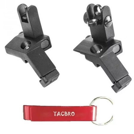 TACBRO Flip Up Sights 45 Degree Mounts - Black with One Free TACBRO Aluminum Opener(Randomly Selected