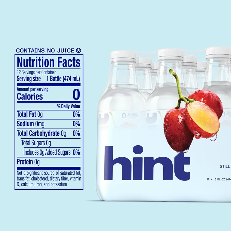 Hint Grape Flavored Water, 16 fl oz, 12 Pack Bottles photo 8