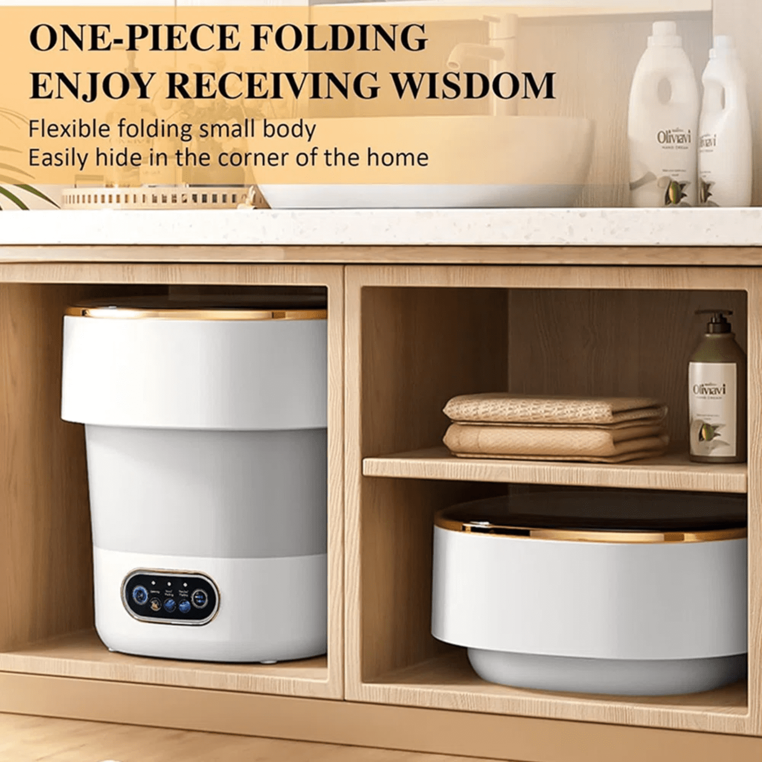 Portable Washing Machine,Mini Washer 13L Upgraded With Spin Basket,Small Clothes Folding Washing Machine Of Underwear, Baby And Small Clothes