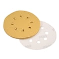 thumbnail image 1 of Discos de lijado de 600 granos con 8 agujeros y gancho y lazo para lijadora orbital de óxido de aluminio amarillos 5Pcs, 1 of 5