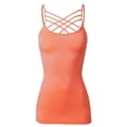 thumbnail image 2 of URBAN DAIZY Women's Seamless Triple Criss Cross Front Cami Top Lattice Strappy Tank Spaghetti Strap Camisole Undershirt A33_6660 Deep Coral 1X/2X, 2 of 7