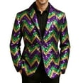 thumbnail image 4 of IWRICH Men's Mardi Gras Suit Jacket Printed Corduroy Lapel Button Blazers Jackets with Pockets for Formal Event 03-Purple M, 4 of 4