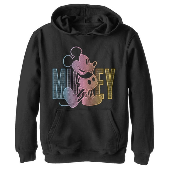 Boy's Mickey & Friends Mickey Neon Gradient  Pull Over Hoodie Black Medium