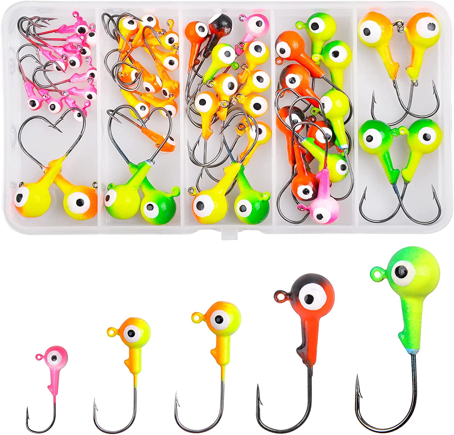  Goture 20Pcs Lead Head Jig Hooks Set Kit - Unpainted  Freshwater Saltwater Fishing Jig Hooks for Bass Crappie Trout Panfish :  Sports & Outdoors