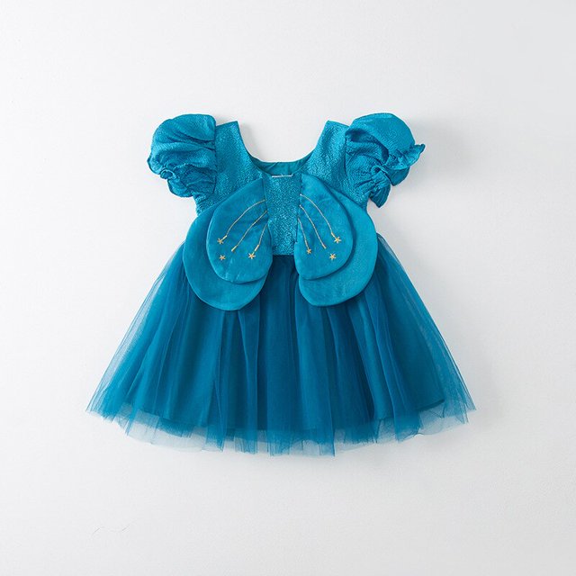 Niños niñas verano vestido casual lentejuelas tul ropa con ala grande lindos trajes niños princesa boda fiesta regalo disfraz 80 (12-18 M) Gao Jinjia LED