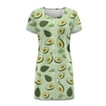 thumbnail image 4 of FKELYI Greeen Avocado Print Nightgowns Button Down Nightdress for Women Summer Sleepwear Dress Nightshirt Dress Crew Neck Lounge Wear Dress Short Sleeve Pajama Dress, M, 4 of 6