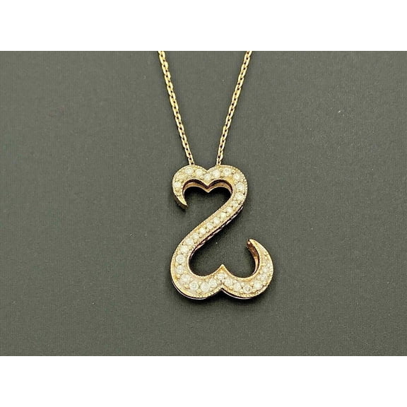 2.00Ct Round Cut Lab Created Diamond Open Heart Pendant 14k Yellow Gold Plated