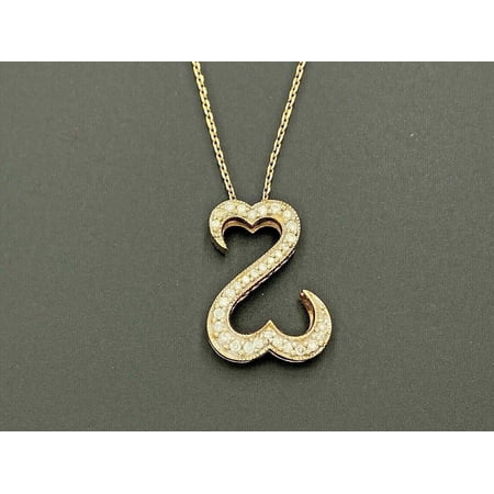 2.00Ct Round Cut Lab Created Diamond Open Heart Pendant 14k Yellow Gold Plated