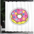 thumbnail image 3 of Ambesonne Donut Shower Curtain, Dessert Drawing Inside Dashes, 69"Wx84"L, Pink Yellow and Sea Blue, 3 of 4