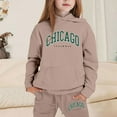 thumbnail image 2 of lnmuld Two Piece Outfits Girls Letter Print Hooded Sweatshirt Outfit Set Stylish Everyday Wear Comfortable Casual Kids Apparel Solid Color Size:7-8 Years, 2 of 4