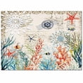 thumbnail image 2 of Area Rugs Indoor Non-Slip Rectangle Rug 4x6 Ft Summer Coastal Ocean Coral Seaweed Vintage Letter Background Rug Rubber Backing Floor Mats Non Shedding Home Decor Carpet for Entryway Living Room, 2 of 8
