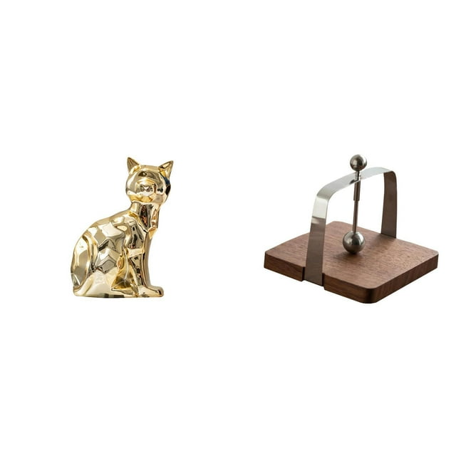 Adorno de escultura de gato para chimenea y cafetería. Dispensador de servilletas con base de madera. Organizador para cocina, oficina, comedor y