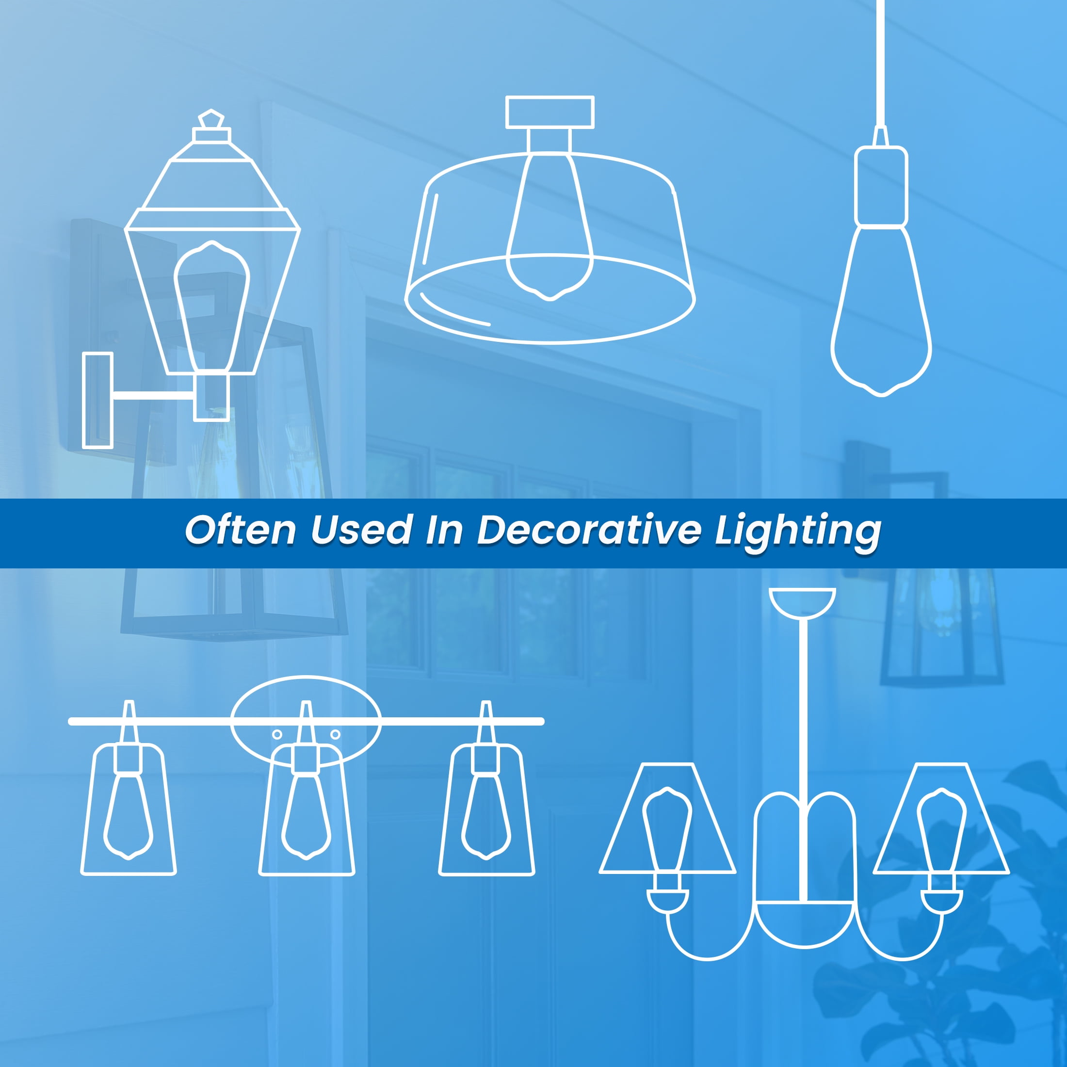 Great Value ST19 Vintage LED Light Bulb, 5-Watt (60W Equivalent), Daylight, Dimmable, E26, 16 Pack