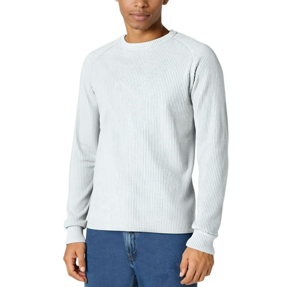 BLCHUNen Fall Tops for Men Ribbed Knitted Casual Crew Neck Pullover Long Sleeve Workout Gym Running Sports Shirts