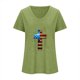 thumbnail image 3 of Camisetas Casuales de las Mujeres Gradiente Día de la Independencia Impreso Cuello Redondo, Blusa de Manga Corta para Diario, Fiesta Y Primavera Verano, 3 of 3