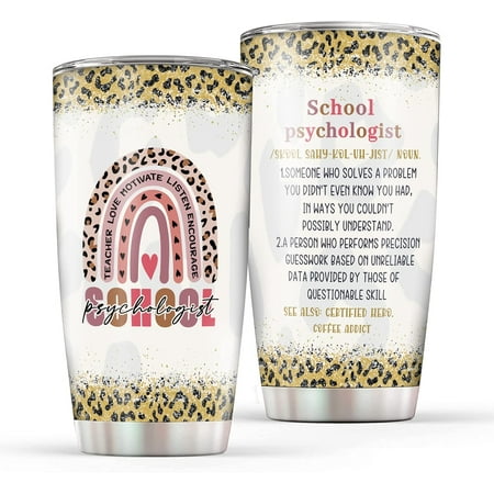 

School Psychologist Gifts for Women 20 Oz School Psychologist Tumbler with Lids Straws Gifts for Psychiatrist Therapist Coworker School Counselor School Psychologist Teacher Gift Mug