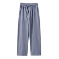 thumbnail image 4 of WOLIAUO Mens Linen Pants Summer Beach Pants Casual Loose Fit with Waist Drawstring Lightweight Vacation Clothing (L Light Gray), 4 of 6