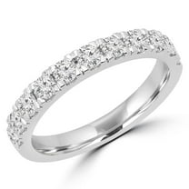 MD170433-7.5 0.66 CTW Round Diamond Semi-Eternity Wedding Band Ring in 14K White Gold - Size 7.5
