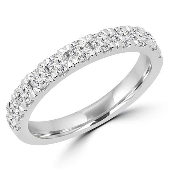 MD170433-7.5 0.66 CTW Round Diamond Semi-Eternity Wedding Band Ring in 14K White Gold - Size 7.5