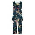 thumbnail image 4 of Pisexur Ensembles de Pyjama pour Femmes, Mode Bohème, Ensembles de Pyjamas à Fleurs pour Femmes, Ensemble de Détente 2 Pcs, Décontracté et Confortable, Col Rond, Sans Manches, Camisoles Plissées et Pantalons Longueur Genou, Tenue de Détente avec Poches, 4 of 6