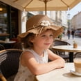 thumbnail image 3 of Hyknon Summer Straw Hat for Kids Girl, Floppy Wide Brim Summer Straw Hats with flower, Foldable UV Protection Cap with Floppy lace, Packable Beach Hats for Vacation Garden Pool Travel, Khaki, 3 of 6