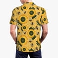 thumbnail image 4 of Balery Bees and Sunflowers Printed Men’s Short Sleeve Polo Shirt, Midweight Men's Shirt,Golf Polo shirts -Small, 4 of 9