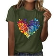 thumbnail image 2 of ZQUUVOU Womens T-Shirts Printed Floral Crew Neck Short Sleeved Tops(Olive Green,XL), 2 of 4