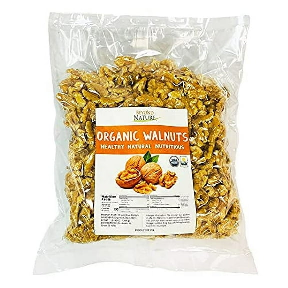 Beyond Nature Organic Raw Walnuts – Unsalted 3 Pound (48 oz) Vacuum Sealed, Non GMO, No Salt, Low Carb, Keto Friendly & Vegan Snack