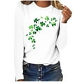 thumbnail image 4 of Women's St. Patrick's Day Shirts Cute Shamrock Heart Printed Tee Shirt Casual Long Sleeve Crew Neck Tops (L, Green-14), 4 of 4