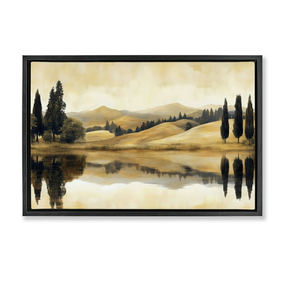 Stupell Industries Reflective Fields View Black Framed Floater Canvas Wall Art design by LSR Creative Studio, 17 x 25