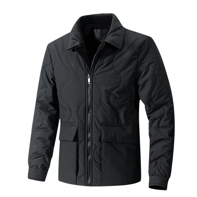 Men's Casual Jacket, Solid-Color Long Sleeve Outdoor Coat with Pockets, Lightweight Polyester for Daily Wear