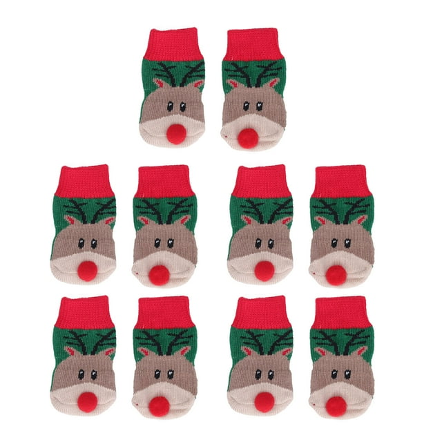 Juegos De Calcetines Navideños Para Perros, Patrón De Alce De Moda, A Prueba De Suciedad, Elásticos Y Cálidos, Protectores De Patas Para Perros, Gatos, Mascotas M