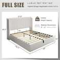 thumbnail image 3 of iPormis Full Size Bed Frame with Lift up Storage & Wingback Headboard, Upholstered Velvet Bed Frame with Storage, Hydraulic Storage, White, 3 of 9