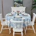 thumbnail image 2 of Blue Pioneer Flower Round Tablecloth 60" X 60",Wrinkle Wipeable Table Cloth for Kitchen Dining Room Picnic Patio Party, 2 of 6